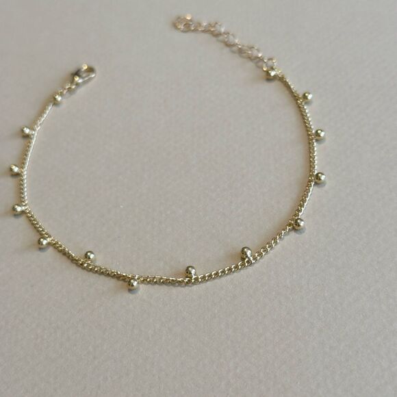 Gold Beaded Anklet #1523 - Picture 3 of 4